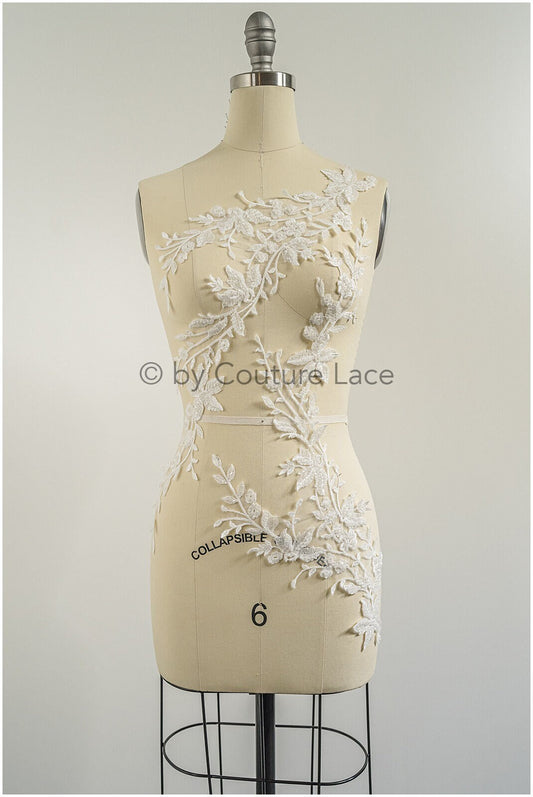 Perlen Blumen Applikation/ schwere Perlen Braut Aufnäher/ Hochzeitskleid Spitzenapplikation/ Brautblatt Applikation/ A23-021