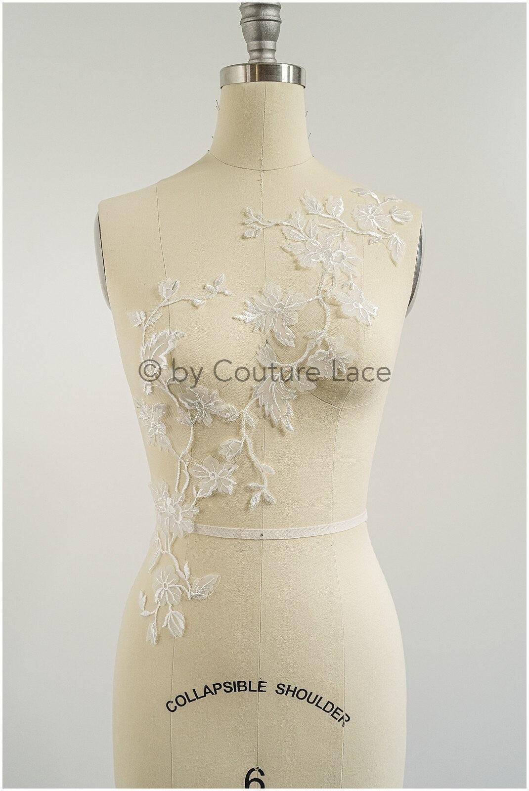 Bestickte 3D Blumen Applikation / Braut Aufnäher / Hochzeitskleid Spitzenapplikation / Brautblatt Applikation / A23-036
