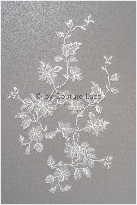 Bestickte 3D Blumen Applikation / Braut Aufnäher / Hochzeitskleid Spitzenapplikation / Brautblatt Applikation / A23-036