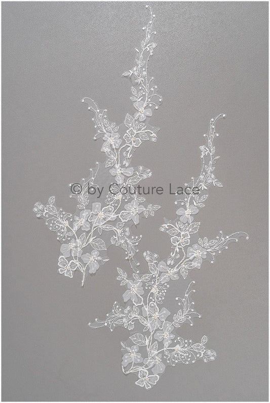 Perlen Blumen Applikation / Perlen Braut Aufnäher / Braut Aufnäher / A23-049