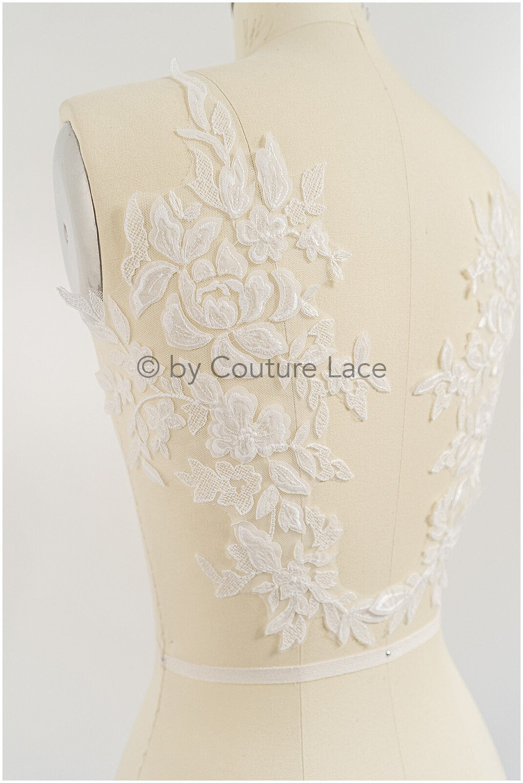 3D Blumen Applikation / 3D Blumen Spitze Applikation / Hochzeitskleid Applikation / Blatt Applikation / A23-075