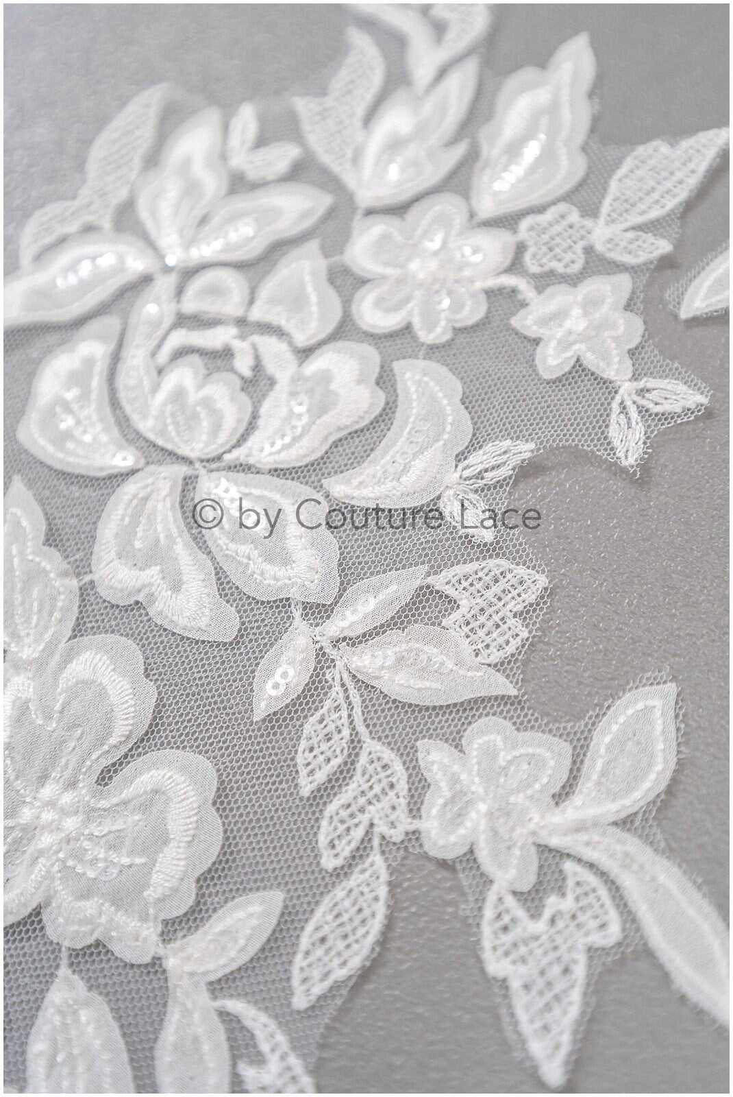 3D Blumen Applikation / 3D Blumen Spitze Applikation / Hochzeitskleid Applikation / Blatt Applikation / A23-075