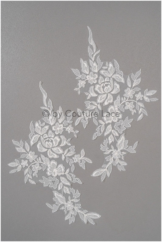3D Blumen Applikation / 3D Blumen Spitze Applikation / Hochzeitskleid Applikation / Blatt Applikation / A23-075