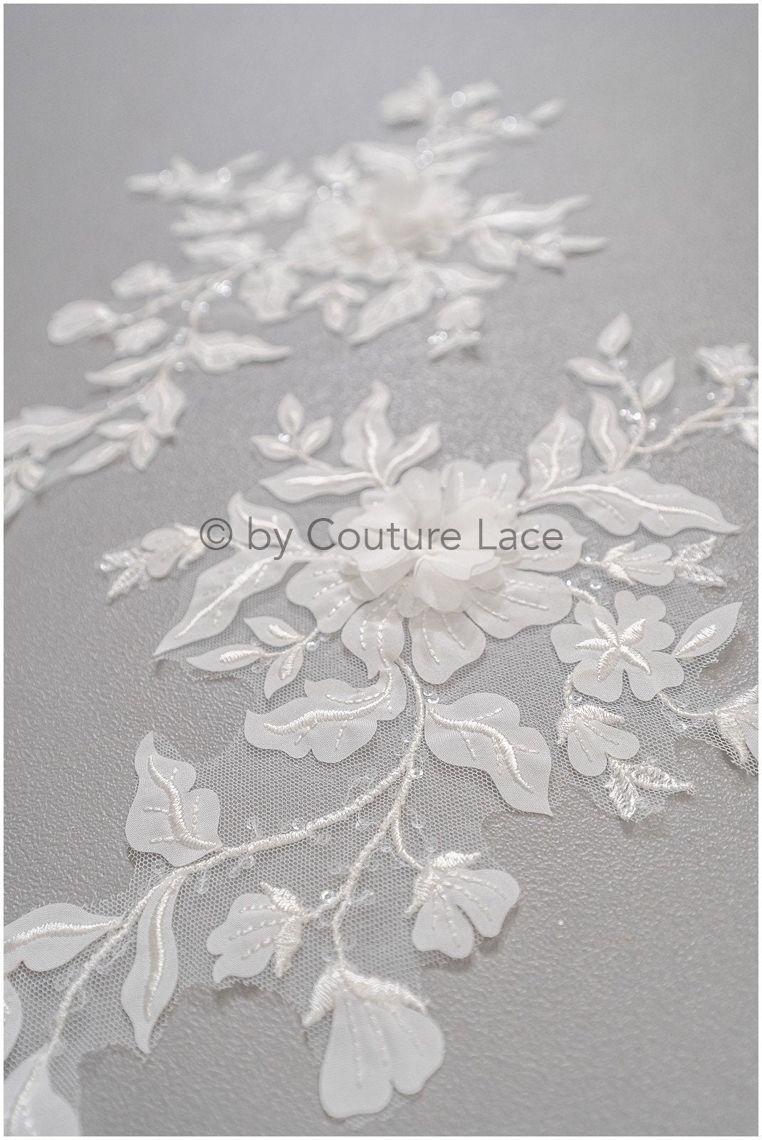 3D Blumen Applikation / 3D Blumen Spitze Applikation / Hochzeitskleid Applikation / Blatt Applikation / A23-105