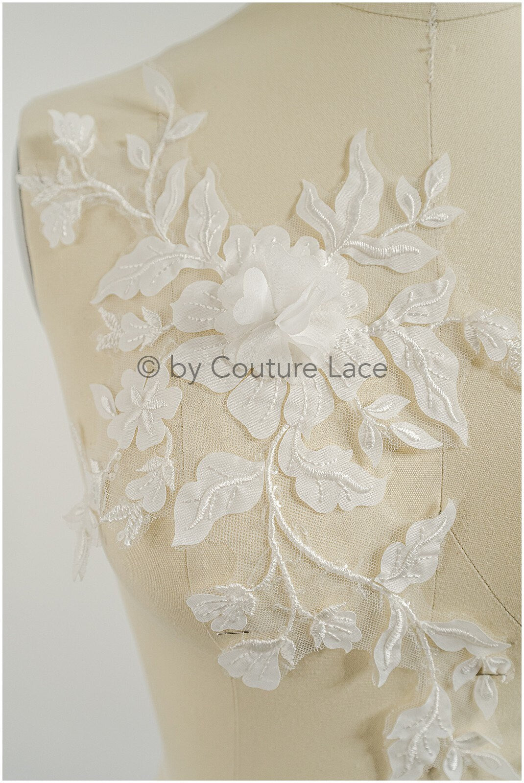 3D Blumen Applikation / 3D Blumen Spitze Applikation / Hochzeitskleid Applikation / Blatt Applikation / A23-105