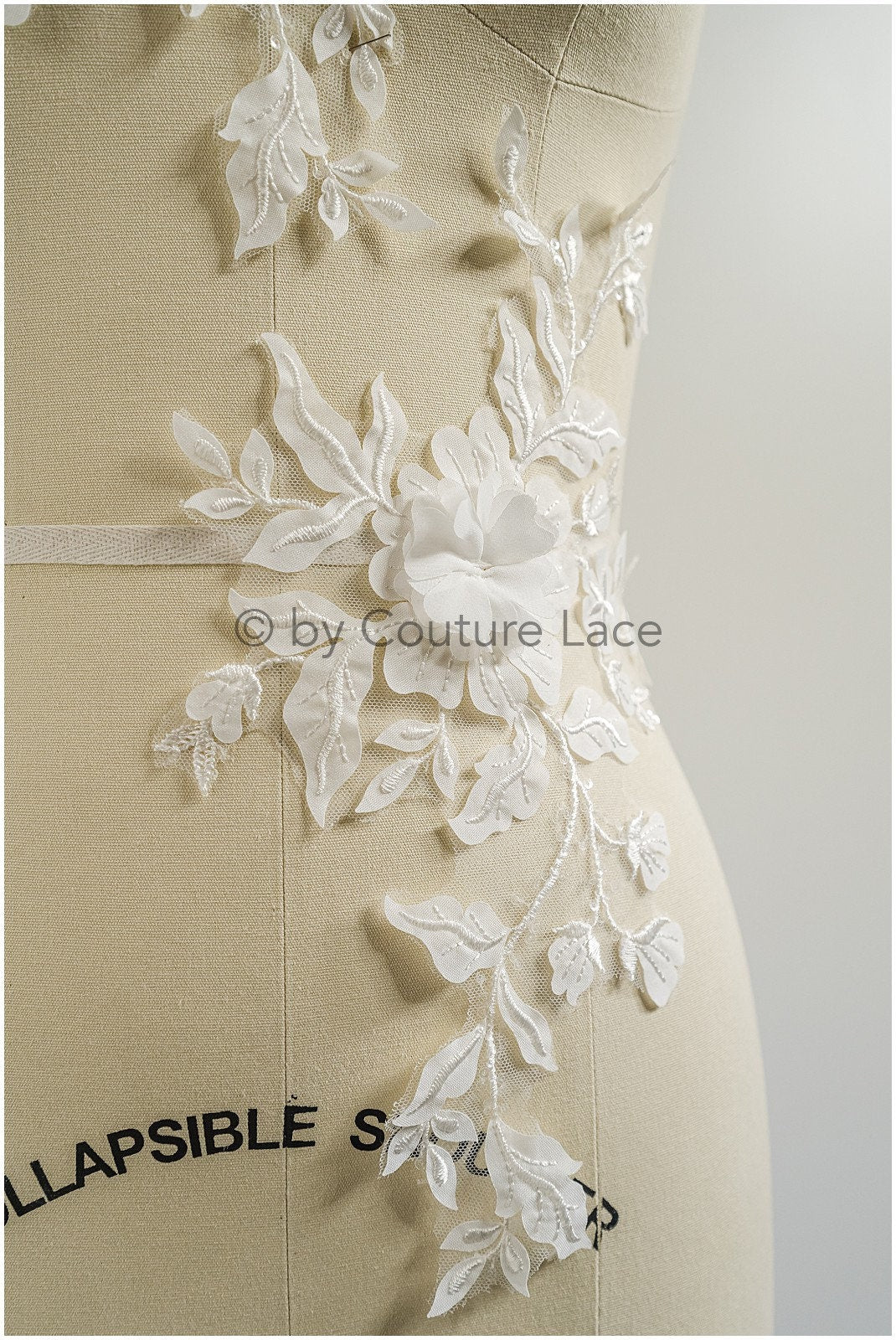3D Blumen Applikation / 3D Blumen Spitze Applikation / Hochzeitskleid Applikation / Blatt Applikation / A23-105