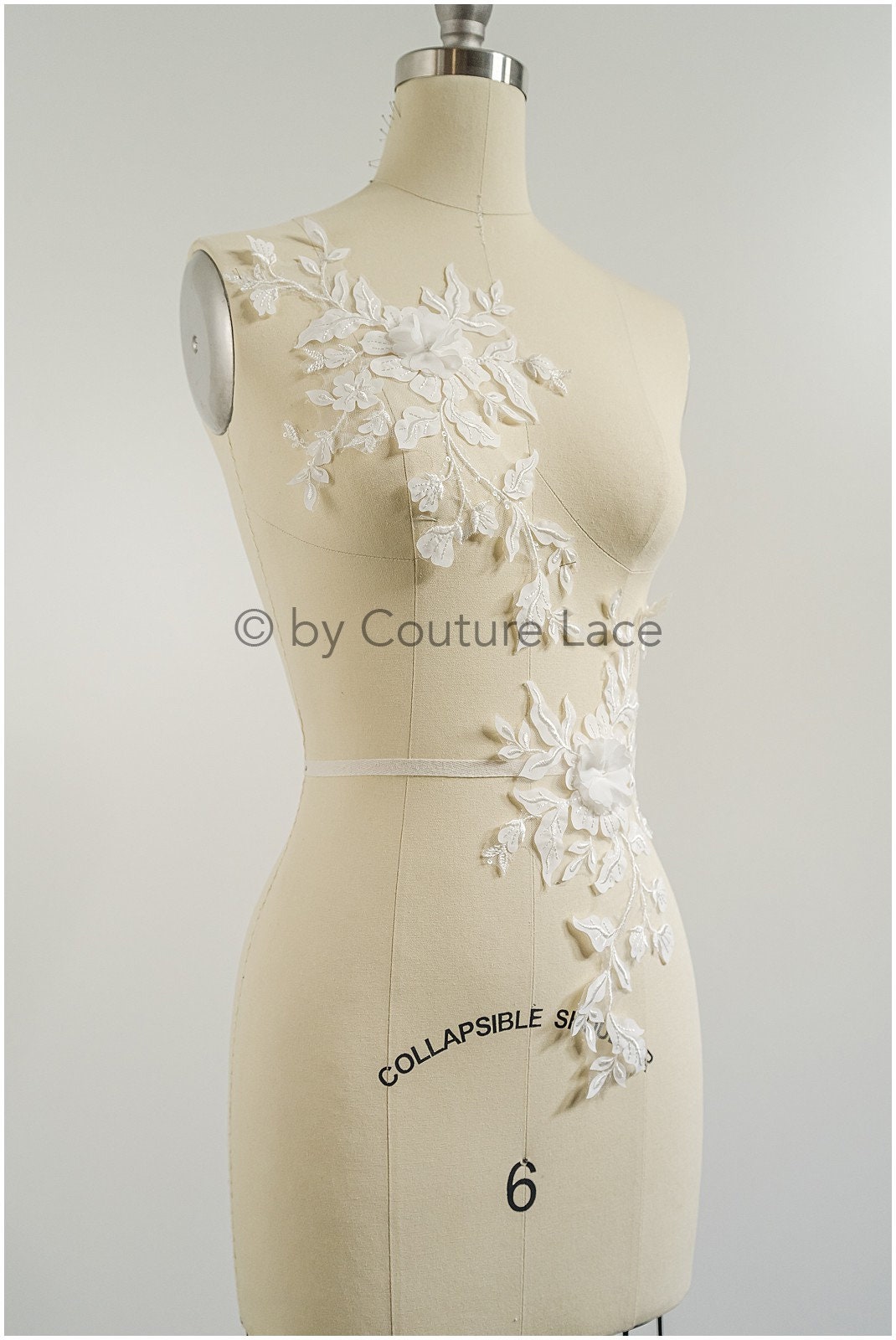3D Blumen Applikation / 3D Blumen Spitze Applikation / Hochzeitskleid Applikation / Blatt Applikation / A23-105