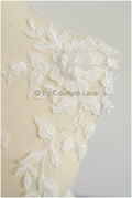 3D Blumen Applikation / 3D Blumen Spitze Applikation / Hochzeitskleid Applikation / Blatt Applikation / A23-105