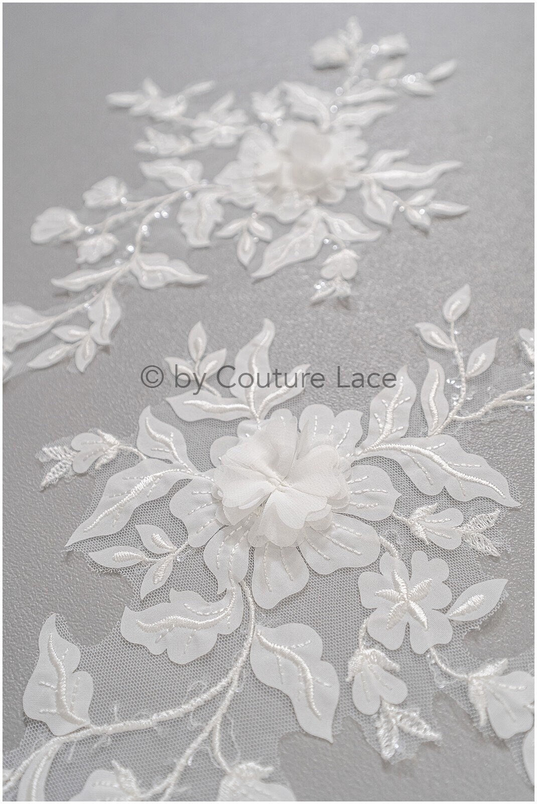 3D Blumen Applikation / 3D Blumen Spitze Applikation / Hochzeitskleid Applikation / Blatt Applikation / A23-105