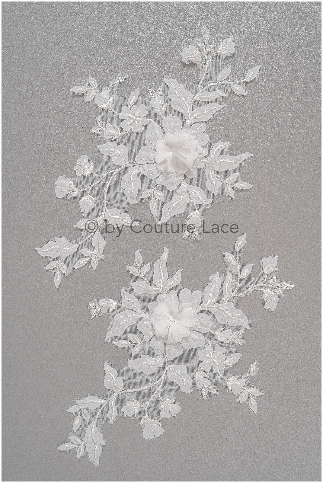3D Blumen Applikation / 3D Blumen Spitze Applikation / Hochzeitskleid Applikation / Blatt Applikation / A23-105