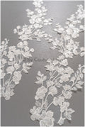 Romantic embellished lace patch/ white embellished flower applique/ wedding dress lace applique/ bridal embellished pattern applique/ A23-317