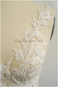 Perlen Blumen Applikation/ Perlen Braut Aufnäher/ Hochzeitskleid Spitzenapplikation/ Brautblatt Applikation/ A23-318