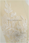 3D Blumen Applikation / 3D Blumen Spitze Applikation / Hochzeitskleid Applikation / Blatt Applikation / A23-319
