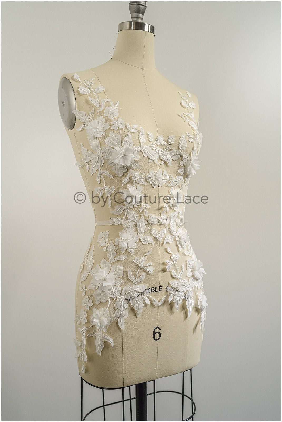 3D Blumen Applikation / 3D Blumen Spitze Applikation / Hochzeitskleid Applikation / Blatt Applikation / A23-320