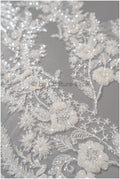 Perlen Blumen Applikation/ Perlen Braut Aufnäher/ Hochzeitskleid Spitzenapplikation/ Brautblatt Applikation/ A23-330