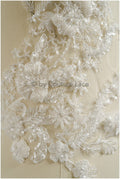 Perlen Blumen Applikation/ Perlen Braut Aufnäher/ Hochzeitskleid Spitzenapplikation/ Brautblatt Applikation/ A23-330