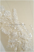 Perlen Blumen Applikation/ Perlen Braut Aufnäher/ Hochzeitskleid Spitzenapplikation/ Brautblatt Applikation/ A23-330