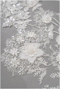 3D Blumen Applikation / Perlen Braut Aufnäher / Hochzeitskleid Spitzenapplikation / Brautblatt Applikation / A23-331