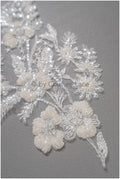 Perlen Perlen Blumen Applikation/ Perlen Braut Aufnäher/ Hochzeitskleid Spitze Applikation/ Brautblatt Applikation/ A23-332
