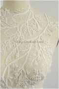 Perlen Blumen Applikation/ Perlen Braut Aufnäher/ Hochzeitskleid Spitzenapplikation/ Brautblatt Applikationen/ A23-334