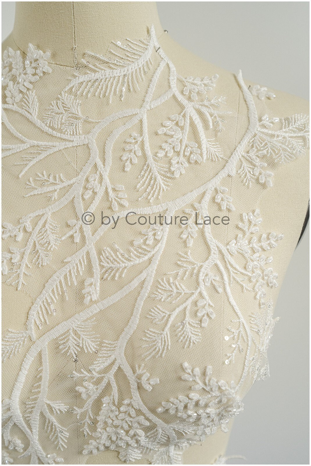 Perlen Blumen Applikation/ Perlen Braut Aufnäher/ Hochzeitskleid Spitzenapplikation/ Brautblatt Applikationen/ A23-334