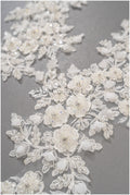 3D Blumen Applikation / Perlen Braut Aufnäher / Hochzeitskleid Spitzenapplikation / Brautblatt Applikation / A23-323