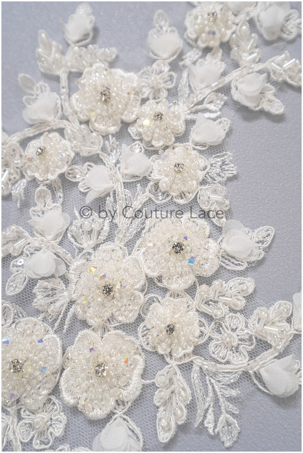 3D Blumen Applikation / Perlen Braut Aufnäher / Hochzeitskleid Spitzenapplikation / Brautblatt Applikation / A23-323