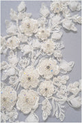 3D Blumen Applikation / Perlen Braut Aufnäher / Hochzeitskleid Spitzenapplikation / Brautblatt Applikation / A23-323