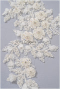 3D Blumen Applikation / Perlen Braut Aufnäher / Hochzeitskleid Spitzenapplikation / Brautblatt Applikation / A23-323