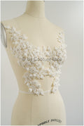 3D Blumen Applikation / Perlen Braut Aufnäher / Hochzeitskleid Spitzenapplikation / Brautblatt Applikation / A23-323