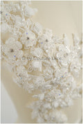 3D Blumen Applikation / Perlen Braut Aufnäher / Hochzeitskleid Spitzenapplikation / Brautblatt Applikation / A23-323
