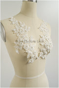 3D Blumen Applikation / Perlen Braut Aufnäher / Hochzeitskleid Spitzenapplikation / Brautblatt Applikation / A23-324