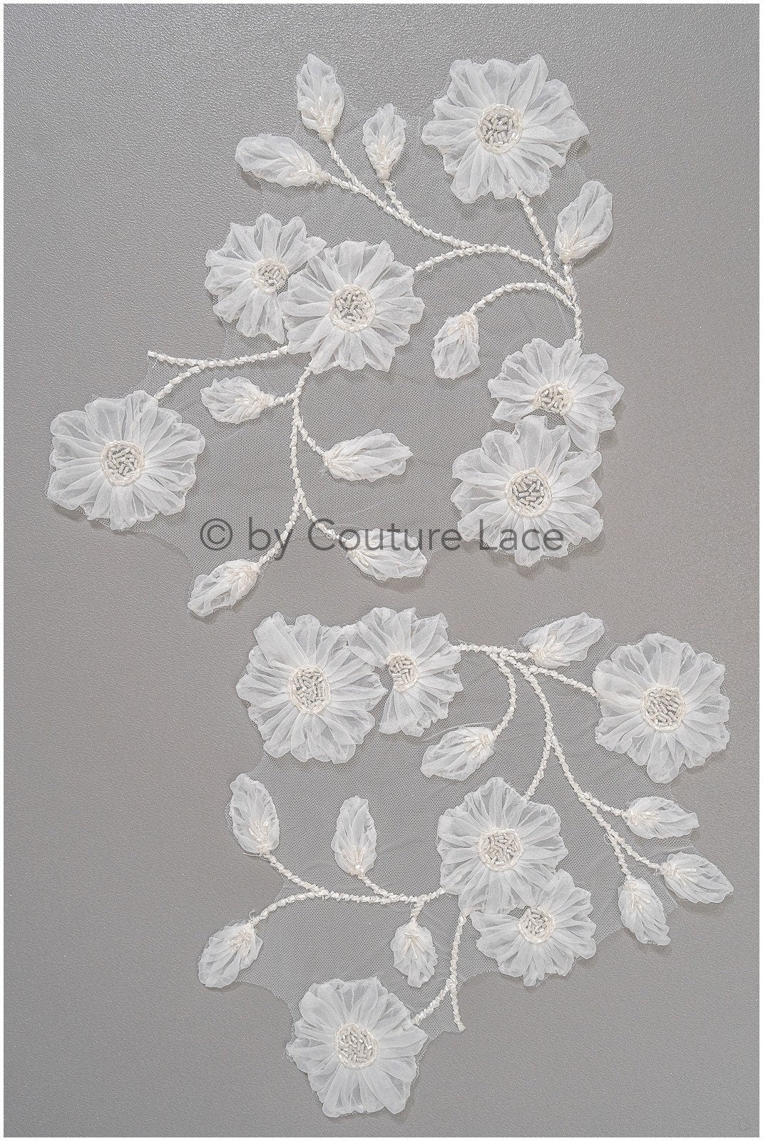 3D Blumen Applikation / 3D Blumen Spitze Applikation / Hochzeitskleid Applikation / Blatt Applikation / A23-325