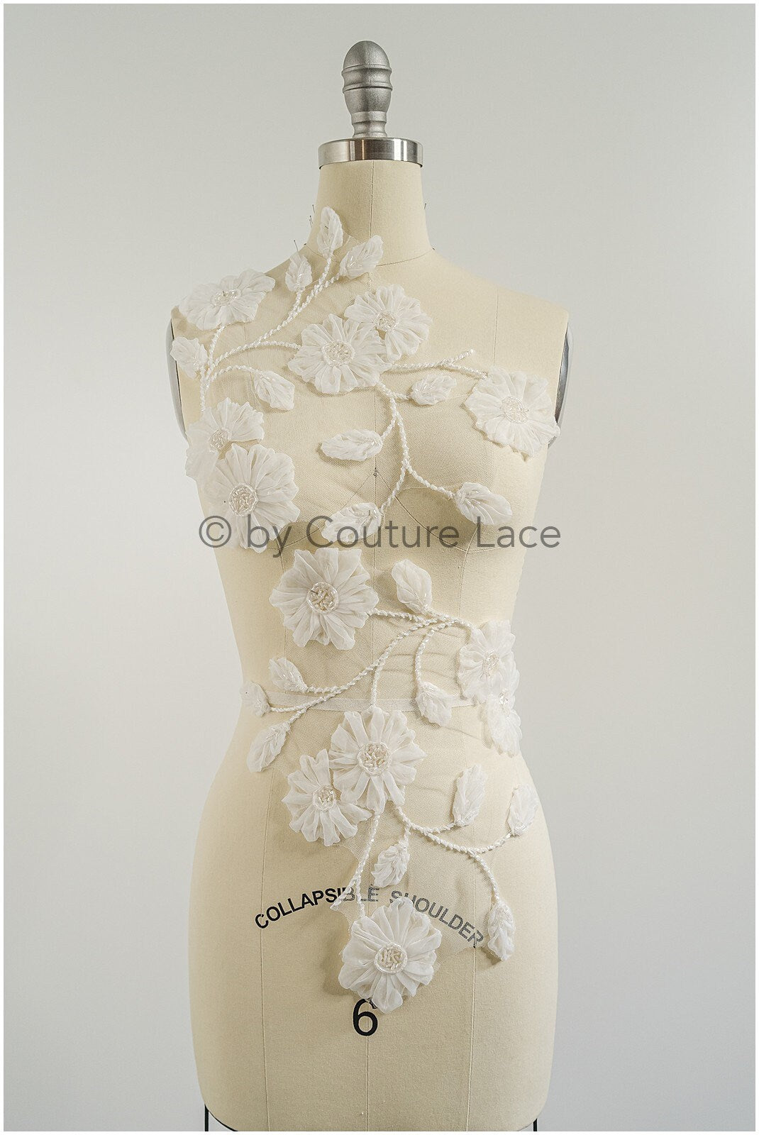 3D Blumen Applikation / 3D Blumen Spitze Applikation / Hochzeitskleid Applikation / Blatt Applikation / A23-325