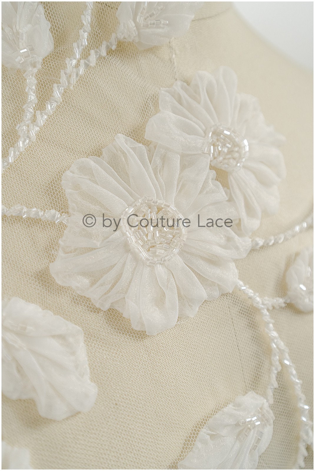 3D Blumen Applikation / 3D Blumen Spitze Applikation / Hochzeitskleid Applikation / Blatt Applikation / A23-325