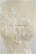 3D Blumen Applikation / Perlen Braut Aufnäher / Hochzeitskleid Spitzenapplikation / Brautblatt Applikation / A23-327