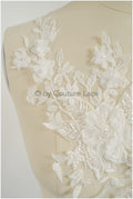 3D Blumen Applikation / Perlen Braut Aufnäher / Hochzeitskleid Spitzenapplikation / Brautblatt Applikation / A23-327