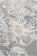 3D flower applique / pearl bridal patch / bridal patch / leaf applique / wedding dress lace applique / A23-328