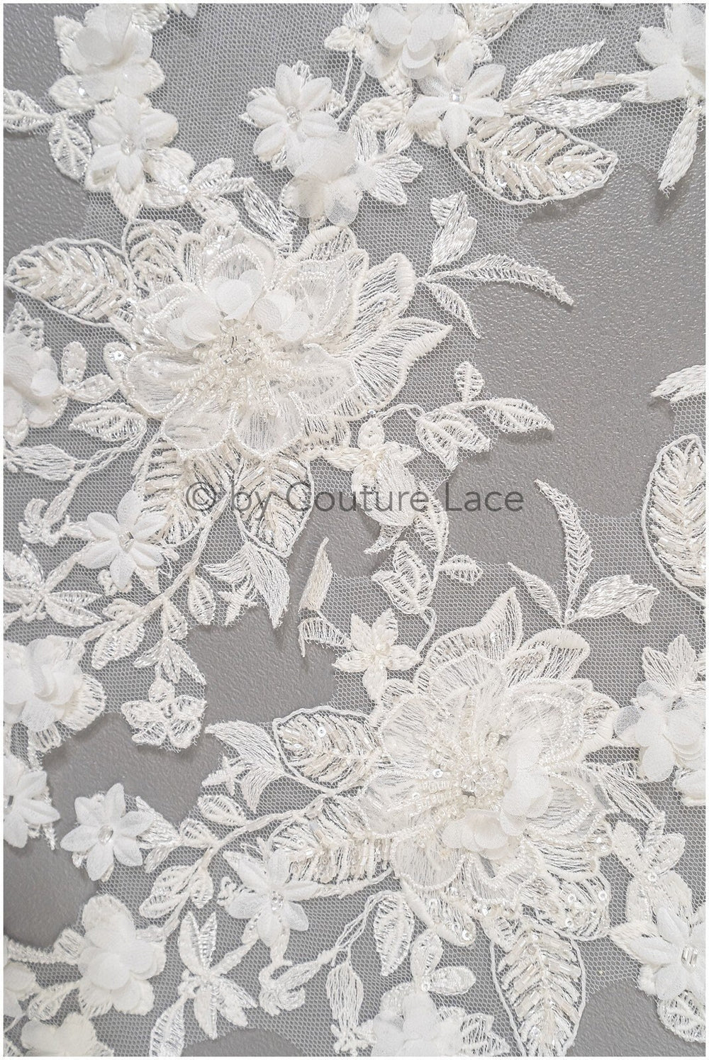 3D Blumen Applikation / Perlen Braut Aufnäher / Hochzeitskleid Spitzenapplikation / Brautblatt Applikation / A23-327