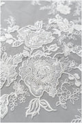 Wunderschöner perlenbesetzter Blumen Spitzenstoff/ Braut Couture Spitzenstoff mit Perlen & Pailletten/ Braut Spitze Off-White// L23-031BD
