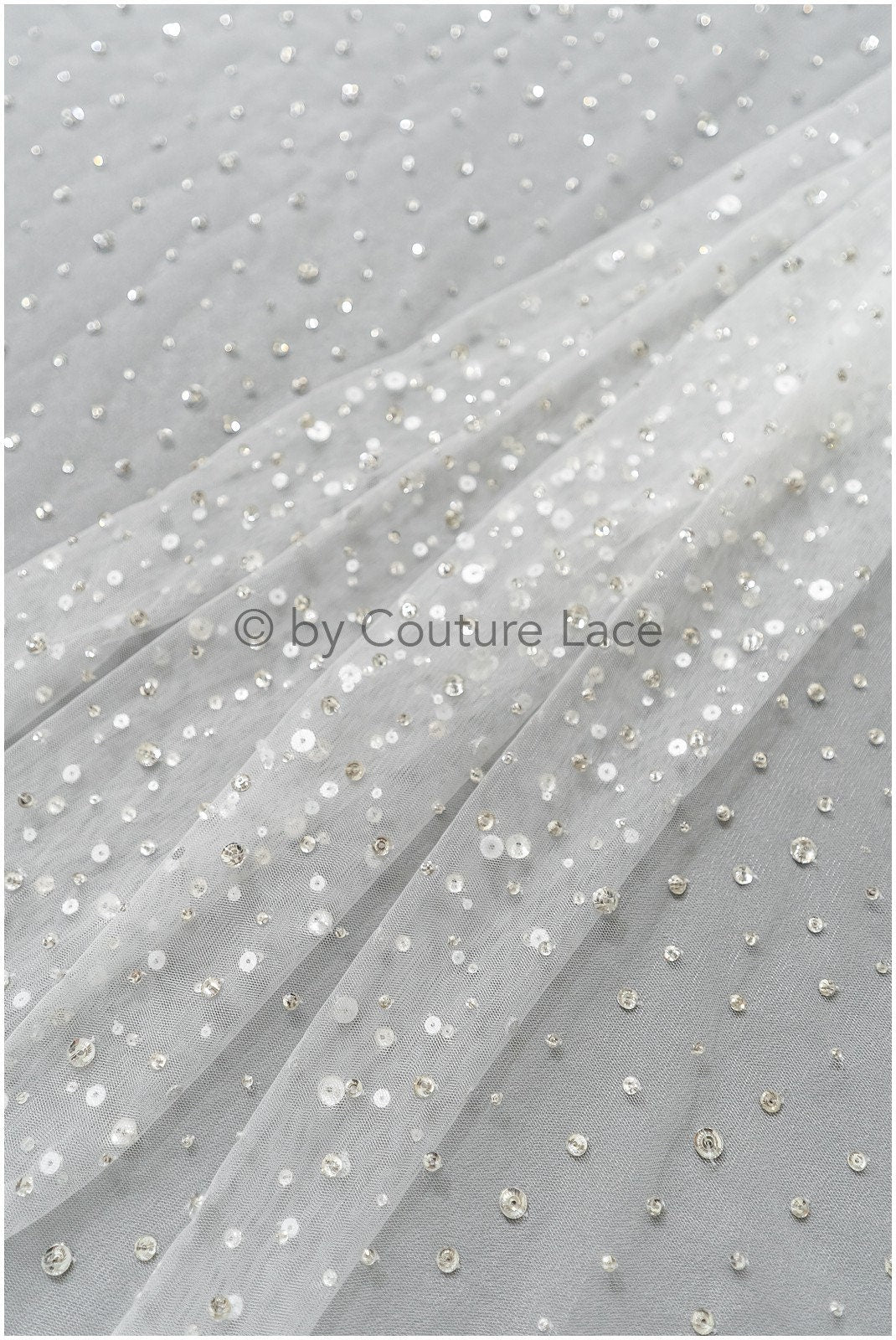Tulle fabric with small rhinestones/ Couture fabric with rhinestones/ Swarovski tulle fabric/ Rhinestone tulle for wedding dress &amp; veil// L23-524