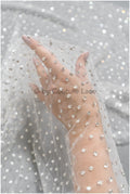 Beautiful tulle fabric with small rhinestones/ Couture fabric with rhinestones/ Swarovski tulle fabric/ Rhinestone tulle// L23-523