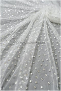 Beautiful tulle fabric with small rhinestones/ Couture fabric with rhinestones/ Swarovski tulle fabric/ Rhinestone tulle// L23-523