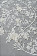 Perlen Brautspitzenstoff Off-White/ 3D Blumen Perlen Spitze/ schwere Perlenspitze/ Couture Spitzenstoff/ Brautspitzenstoff// L23-529