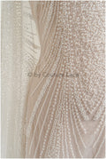 Wunderschöner perlenbesetzter Spitzenstoff Off-White/ Couture Spitzenstoff mit Perlen & Pailletten/ Brautspitze// L23-502