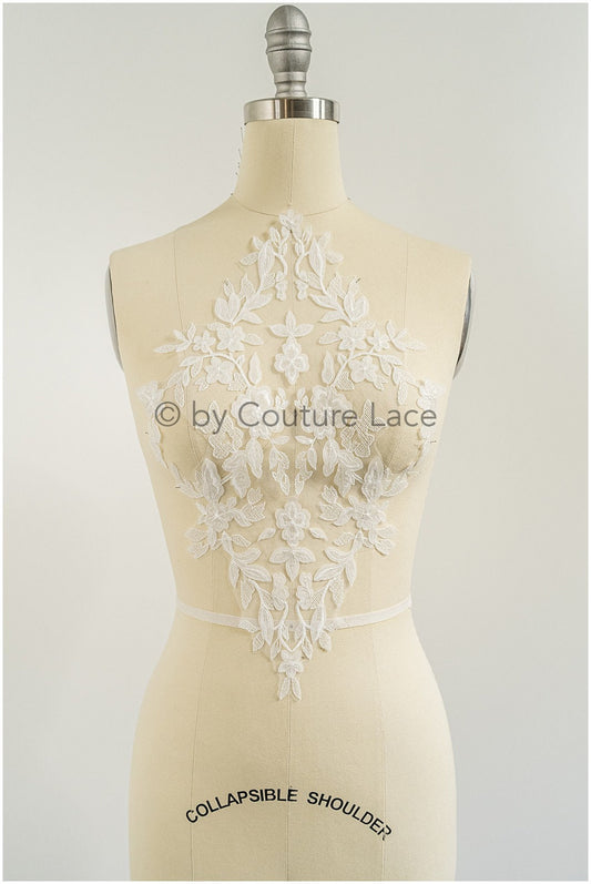 3D Blumen Applikation / 3D Blumen Spitze Applikation / Hochzeitskleid Spitze Applikation / Braut Blatt Applikation / A23-024