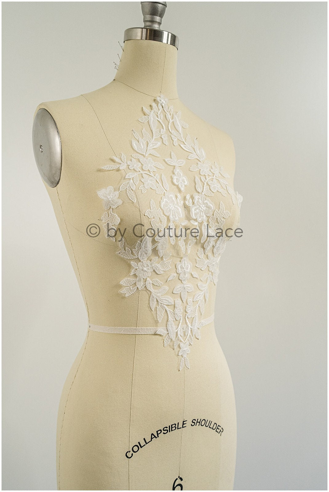 3D Blumen Applikation / 3D Blumen Spitze Applikation / Hochzeitskleid Spitze Applikation / Braut Blatt Applikation / A23-024