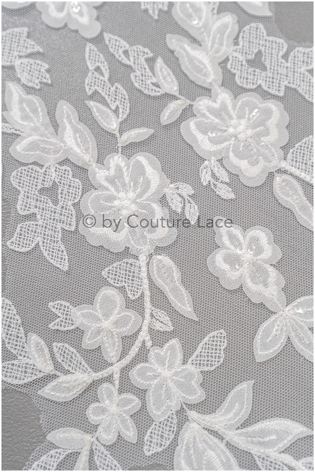 3D Blumen Applikation / 3D Blumen Spitze Applikation / Hochzeitskleid Spitze Applikation / Braut Blatt Applikation / A23-024
