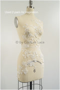 Bestickte 3D Blumen Applikation / Braut Aufnäher / Hochzeitskleid Spitzenapplikation / Brautblatt Applikation / A23-036
