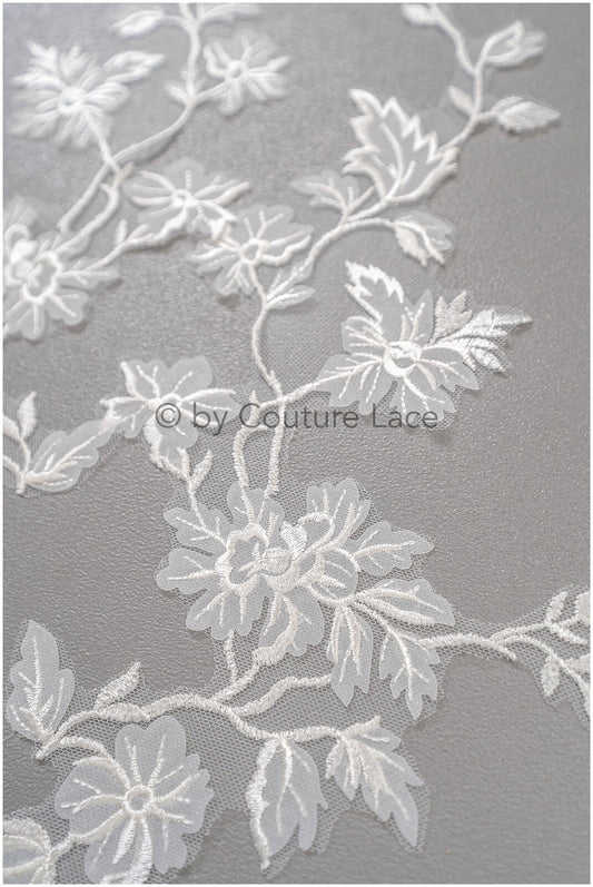 Bestickte 3D Blumen Applikation / Braut Aufnäher / Hochzeitskleid Spitzenapplikation / Brautblatt Applikation / A23-036